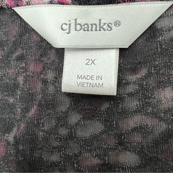 CJ Banks Women’s Pullover Handkerchief Top Sz 2X Multi Color 3/4 Sleeve Stretch - Picture 7 of 13